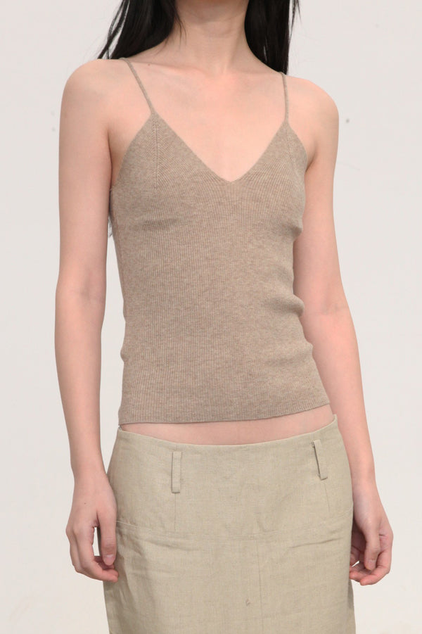 SWAYING/KNIT V-neck knitted camisole SW22AW1T02 clip-on camel PS63